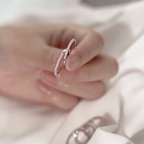 925 sterling silver ring female ins tide fashion personality wild Korean design Net red adjustable single row small diamond ring