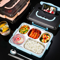 304 stainless steel student lunch box with tableware insulation large capacity portable separation office worker lunch box Lunch box