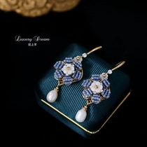 Moshangqian Xixian natural pearl woven garland earrings ear studs shell flower lady temperament earrings