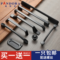 Cabinet door handle American black modern minimalist furniture hardware wardrobe cabinet door handle shoe cabinet ring hidden handle