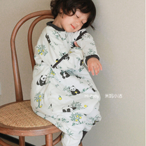 Baby and young children boys and girls baby constant temperature clamp sleeping bag thicker autumn and winter can be detached sleeve and kicked by pure cotton
