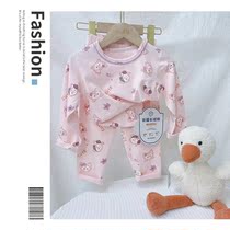 Boy autumn sweater suit pure cotton in large children baby girl clothes set pure cotton a class boneless