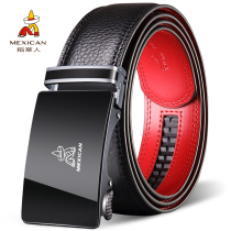 Rice Straw Man Belt Ben Life Mens Head Layer Cow Leather Business Automatic Buckle Middle-aged Pants With Genuine Leather Red Belt Casual