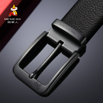 Rice straw man belt male pin buckle genuine leather youth student men casual 100 lap pants with Korean version head layer cow leather belt