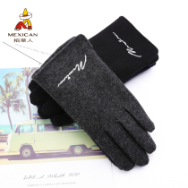 Rice straw man gloves mens winter warm and cold-proof garnter thickened riding motorcycle Korean version wave men and womens wool gloves
