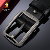 Scarecrow mens belt pin buckle leather cowhide black business casual versatile youth belt pants belt mens tide