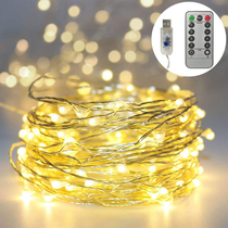 Remote control LED small color light flash light string light Copper wire USB starry sky hanging light decorative room copper wire small light bulb