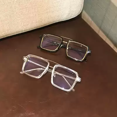 Square big frame Song Qian with the same anti-blue light glasses personality is thin men and women flat mirror retro European and American glasses frame