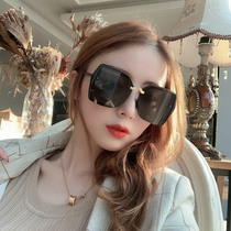 Tide oversized frame thin polarized sunglasses ins ins women anti-ultraviolet round face European and American borderless flat sunglasses