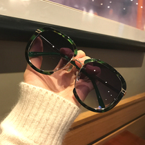 Big frame emerald green color fashion sun glasses female Joker round face personality cool tide sunglasses ins Net red glasses