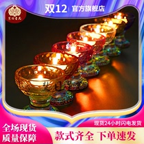 Colorful glaze Crystal ghee lamp holder windproof candle base colorful crystal candle holder ornaments glazed lamp holder