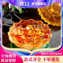 Glazed lamp holder seven-star ghee lamp holder amber colored candle base windproof candle holder Lotus ornaments