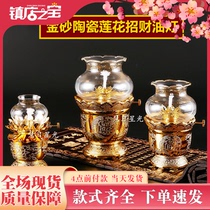 Ceramic oil lamp ghee lamp light liquid ghee lamp holder windproof lamp glass ghee lamp light household ghee lamp