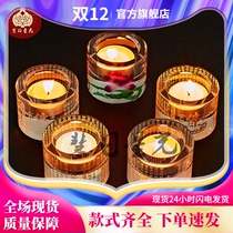 Crystal butter lamp candle lamp holder windproof crystal candle holder butter lamp holder colorful crystal weatherproof candle holder ornaments