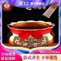 Pure copper Daming Xuande large alloy lotus flower for Buddha incense burner home indoor for the God of Wealth Guan Gong Buddha