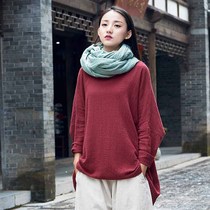 Ethnic Wind Retro Art Linen Cotton Linen Blouses Woman Loose Zen Mantra Meditation Meditation Meditation Meditation Meditation Chinese Wind