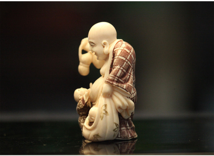 收藏级牙雕工艺品西伯利亚猛犸象牙佛像小摆件【送子弥勒】寓意好