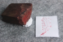 Qing Dynasty and Republic of China boxwood carving leaves dark painting old seal carving 31*14 * 38mm ZZ 768