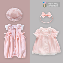 Summer Korean version of Baby Full moon princess dress suit Ha clothes suit suit newborn 100 days Photo photography dress