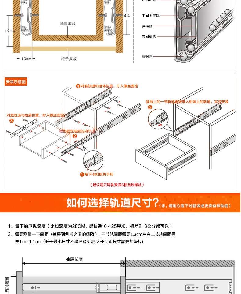 抽屉滑道安装步骤图图片