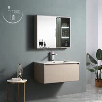 Smart modern minimalist artificial stone integrated basin bath cabinet Composition hanging wall type solid wood hand-swept induction mirror cabinet 8713