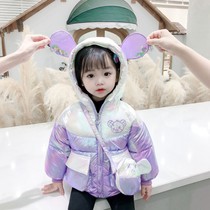 Baby girl cotton dress Korean version of girls winter clothes thick cotton coat plus fleece jacket tide infant childrens New Year cotton jacket foreign atmosphere