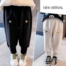 Childrens Winter Wear Pants 1-3 Years Old Female Treasure 2021 New Plus Fleece Pants Korean Edition Casual Pants Female Child Harlan Pants 6
