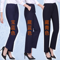Work pants womens professional straight suit pants autumn and winter navy blue Industrial bank mobile plus size suit formal pants