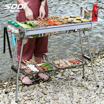 BBQ stove household charcoal Stainless Steel Grill outdoor carbon barbecue stove rack thickened field full set of utensils