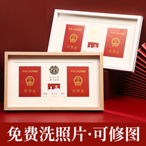 Marriage certificate Photo Frame Husband and wife registration book set-up table collection Wall couples wear license custom photo frame commemorative gift