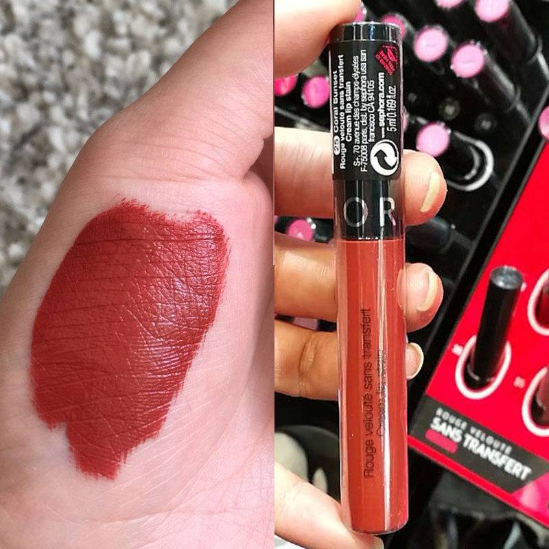 sephora丝芙兰唇釉哑光丝绒25coral sunset铁锈红 唇釉01樱桃红_7折