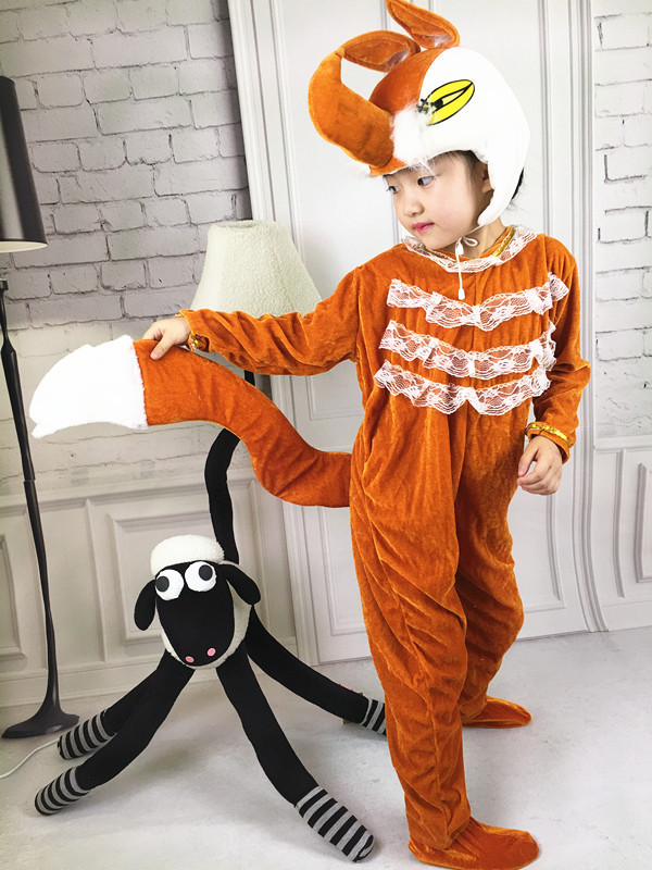 儿童小狐狸表演服装幼儿园课本剧金狐狸演出服饰狐狸动物扮演角色_不