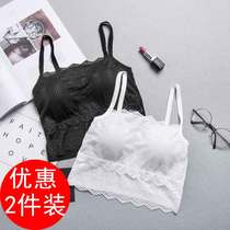 Summer black small camisole Vest Womens inner chest underwear lace thin shoulder strap anti-light with chest pad wrap