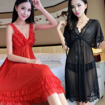 Sexy Eroy Underwear Big Code Perspective Thin Yarn Harness Sleeping Dress Small Chest Lace Fire Hot Passion Suit Fat Mm Pyjamas