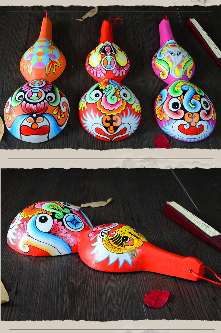 纯手工绘画京剧社火马勺脸谱葫芦装饰挂件中国风特色礼品纪念品