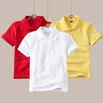 Child Paul shirt white polo short-sleeved pure cotton boy flip-shirt summer school uniform girl child compassion