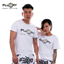 FLUORY Fire Softball Pure Cotton Boy Short Sleeve T-Shirt Woman Black White Batter Sportswear Tai Boxing Loose Boxing Suit