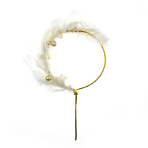 Wrought Iron Pearl feather dessert table plug-in romantic wedding birthday cake decoration plug party baking accessories