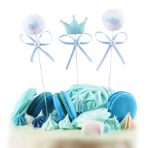 Turn sugar wire crown BABY hair ball cake card 1 year old BABY Full Moon birthday cake decoration 3