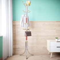 Stainless steel clothes rack Floor-to-ceiling bedroom hanger Coat rack storage rack Household simple assembly room bag rack