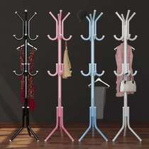 Simple bold coat rack hanger Floor-to-ceiling wrought iron hanger Bedroom clothes rack bag rack single rod household