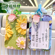 Luggage identification tag anti-lost checked overseas suitcase backpack tag name card spring rope card holder