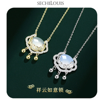 Small lock Safe lock Necklace on the new female summer wild sweet sterling silver niche light luxury long life lock Concentric lock Gold lock