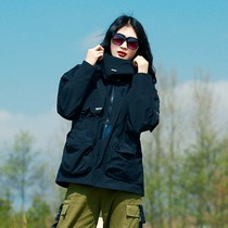 Outdoor womens clothes casual multi-pocket jackets hiking travel sunscreen breathable loose fashion fashion tide clothes