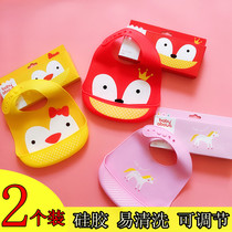 Silicone saliva bib eating pocket Baby waterproof baby rice pocket Silicone super soft leave-in bibs for boys and girls