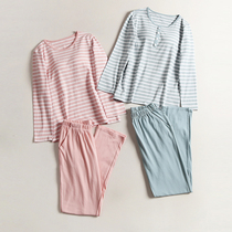 Pure cotton pajamas with chest pad Long sleeve home clothes Two-piece suit Womens autumn and winter bra-free cup one-piece pajamas pajamas pajamas pajamas pajamas pajamas pajamas pajamas pajamas pajamas