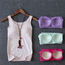 Pure cotton underwear womens summer with chest pad back with bra cup one-piece non-rimmed suspender sports yoga base shirt