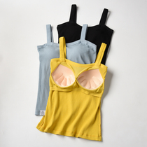 Pure cotton with chest pad camisole vest female summer free bra inside slim sleeveless top base shirt home wear