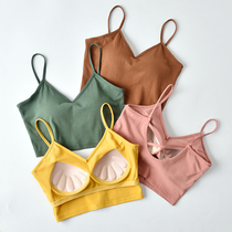 Womens summer U-shaped beautiful back suspenders with short back bottoming vest without bra short navel coat