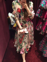 Spot Oh Li factory incarnation Flower Beauty delicate rose silk dress